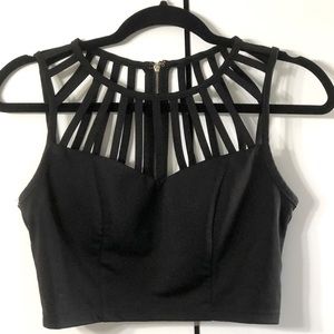 MANDEES cage neck crop top